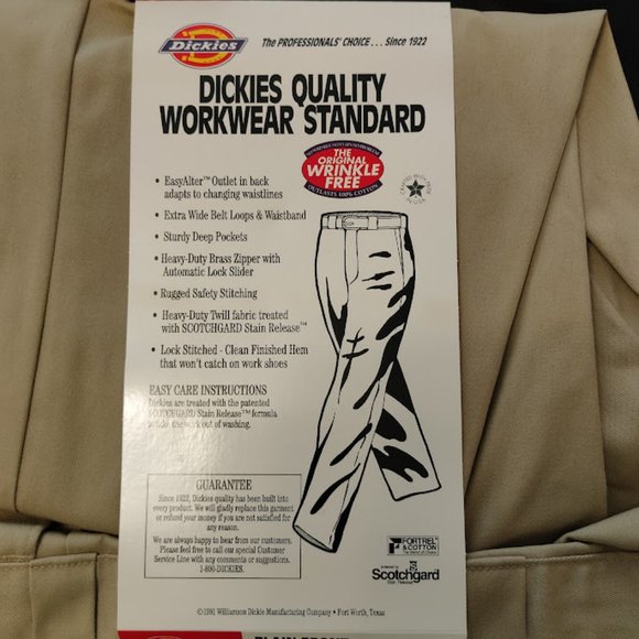 *NEW* 1991 Men's Dickies Twill Work Pants, Heavy Duty, Tan, S874A, 50W X 32L - Picture 6 of 10